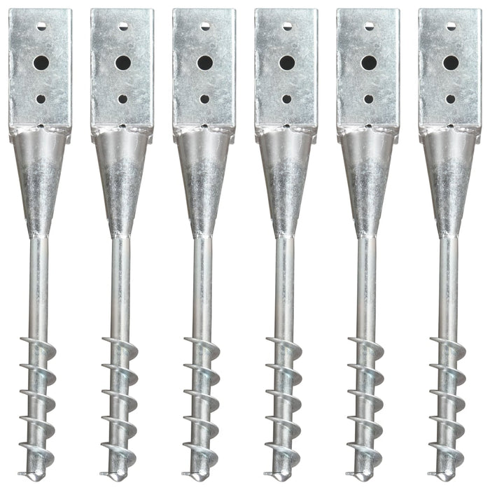 Ground Spikes 6 pcs Silver 10x10x57 cm Galvanised Steel