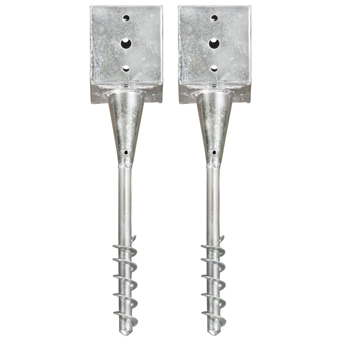 Ground Spikes 2 pcs Silver 12x12x56 cm Galvanised Steel