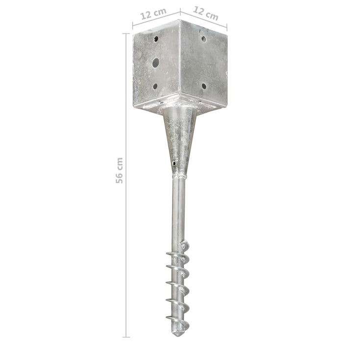 Ground Spikes 2 pcs Silver 12x12x56 cm Galvanised Steel