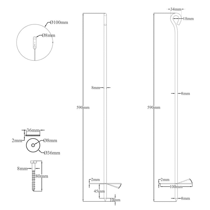 Earth Anchors 6 pcs 10x60 cm Galvanised Metal