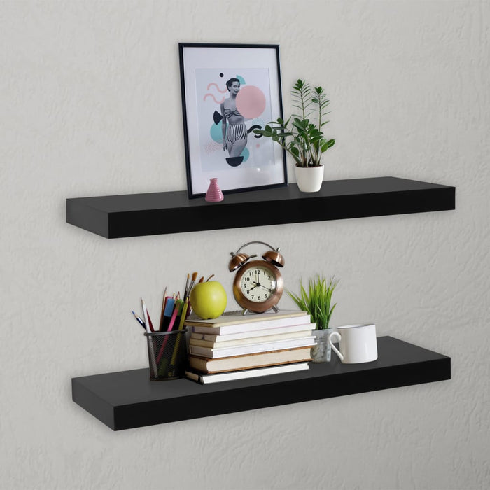 Floating Wall Shelves 2 pcs Black 60x20x3.8 cm