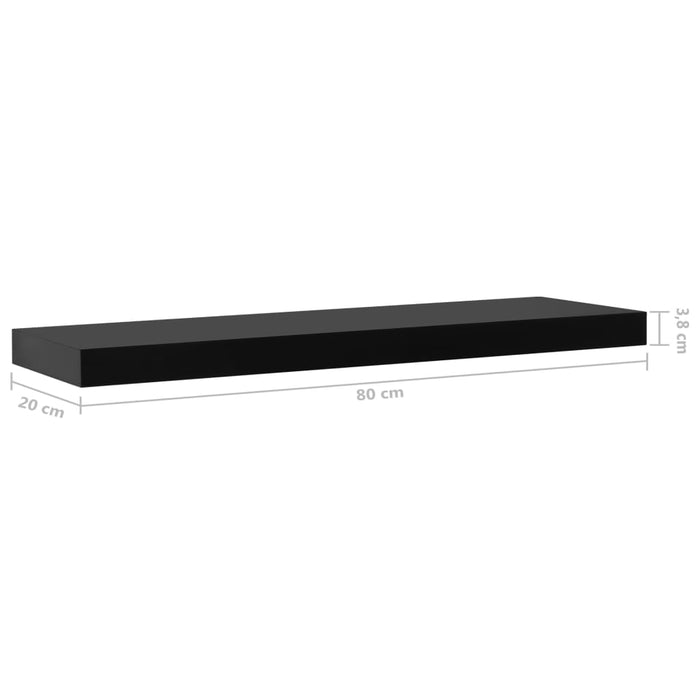 Floating Wall Shelves 2 pcs Black 80x20x3.8 cm