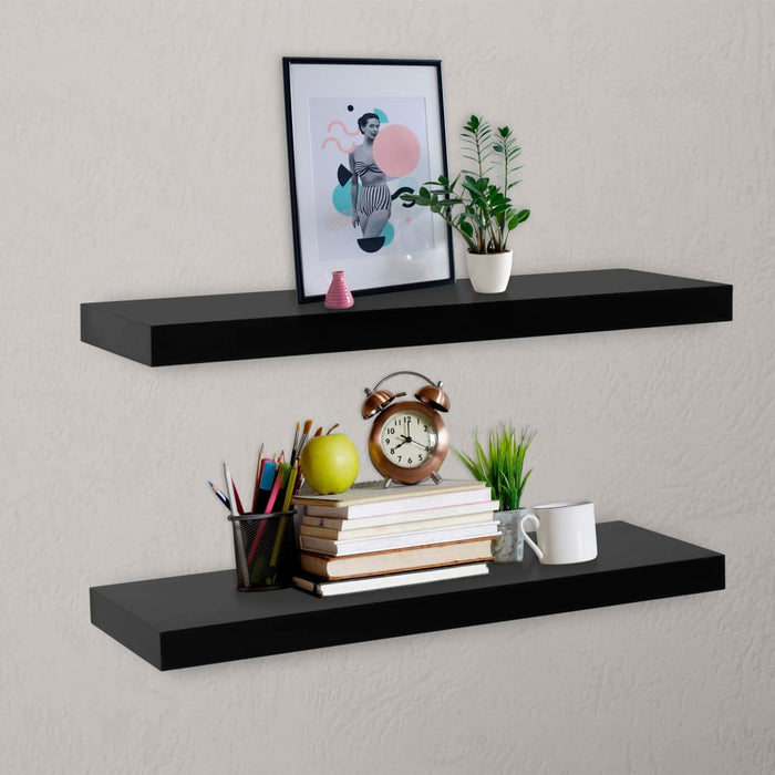 Floating Wall Shelves 2 pcs Black 80x20x3.8 cm