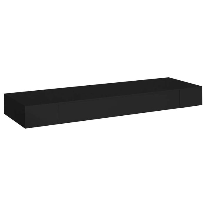 Floating Wall Shelf with Drawer Black 80x25x8 cm