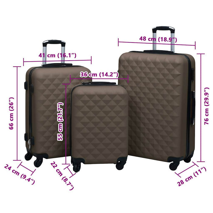 Hardcase Trolley Set 3 pcs Brown ABS