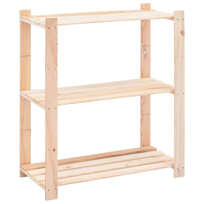 3-Tier Storage Racks 2 pcs 80x38x90 cm Solid Pinewood 150 kg