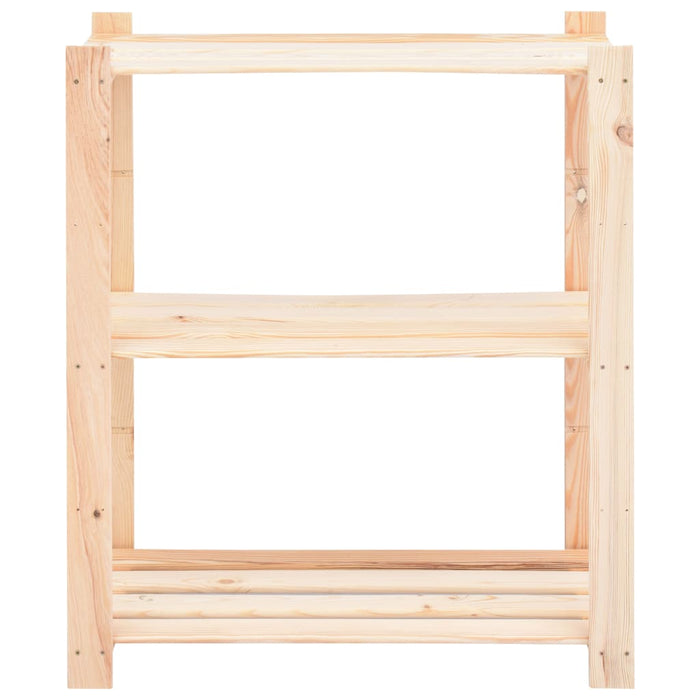 3-Tier Storage Racks 2 pcs 80x38x90 cm Solid Pinewood 150 kg