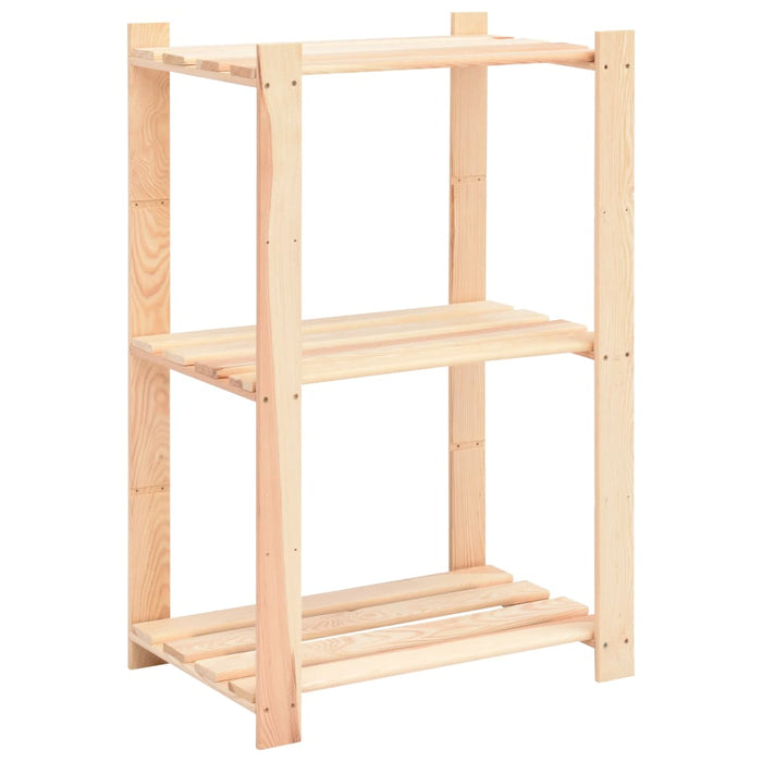 3-Tier Storage Racks 2 pcs 60x38x90 cm Solid Pinewood 150 kg