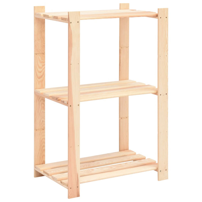 3-Tier Storage Racks 10 pcs 60x38x90 cm Solid Pinewood 150 kg