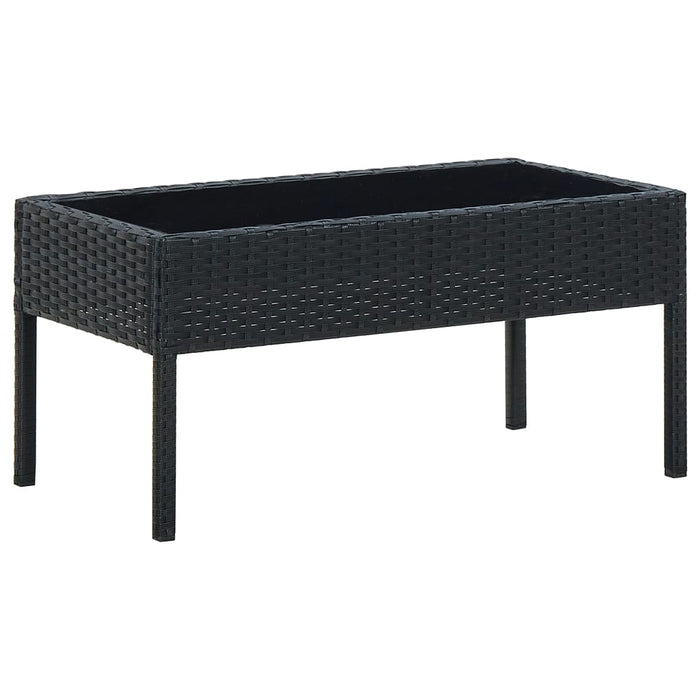 Garden Table Black 75x40x37 cm Poly Rattan