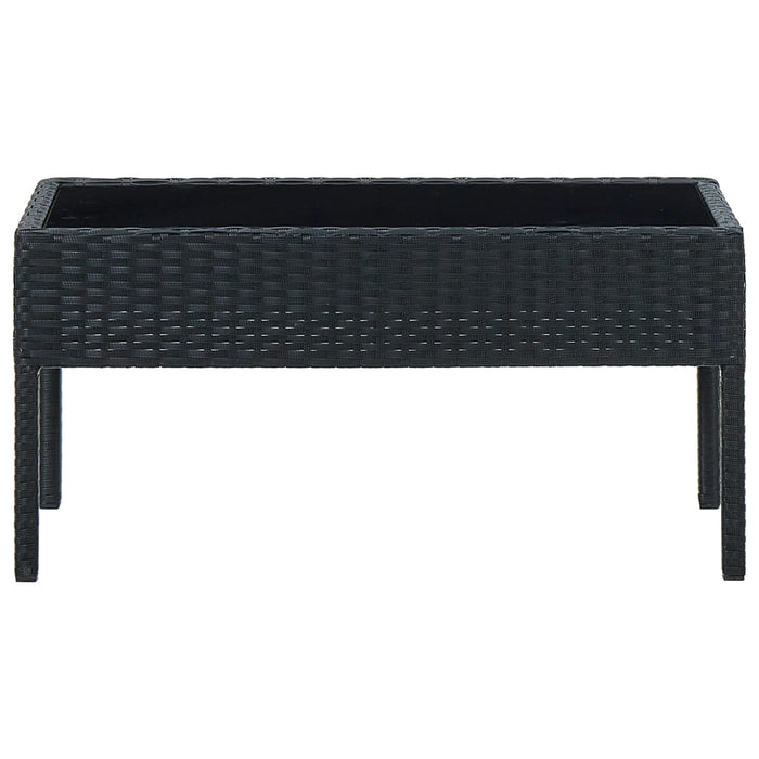 Garden Table Black 75x40x37 cm Poly Rattan