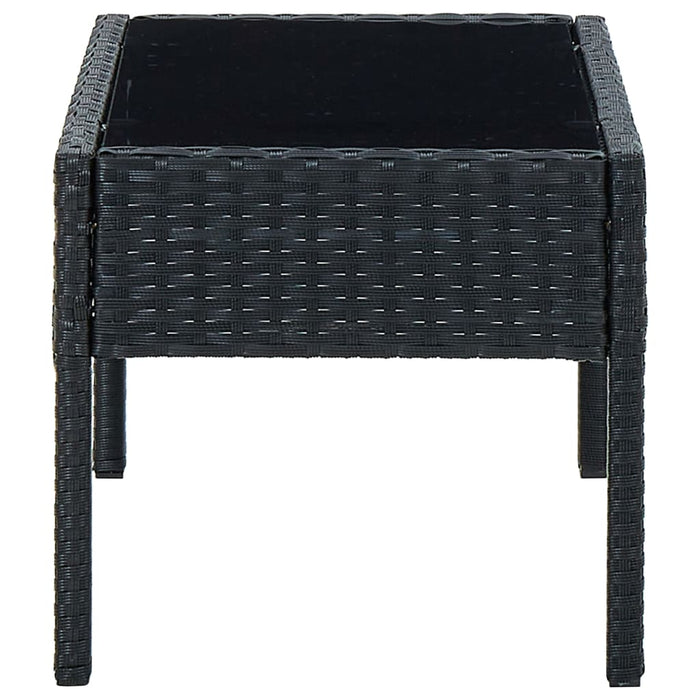 Garden Table Black 75x40x37 cm Poly Rattan