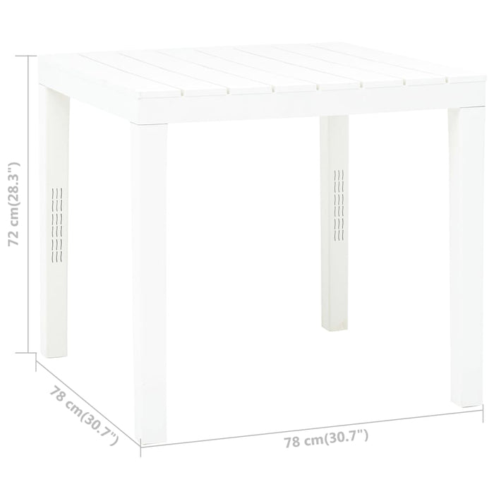 Garden Table White 78x78x72 cm Plastic