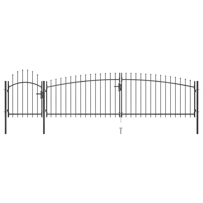 Garden Fence Gate with Spear Top 5x1.5 m Black