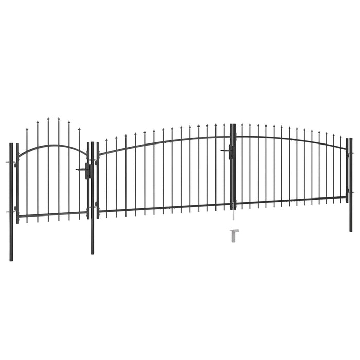 Garden Fence Gate with Spear Top 5x1.5 m Black