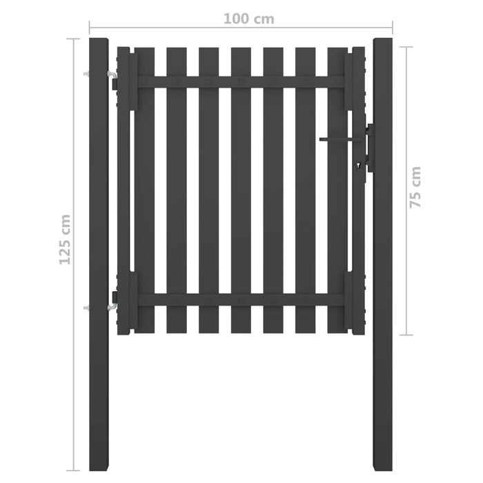 Садовый забор, ворота стальные 1x1,25 м, антрацит