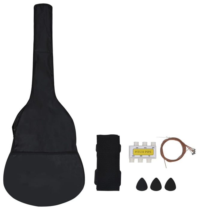 8 Piece Classical Guitar Beginner Set Black 1/2 34"