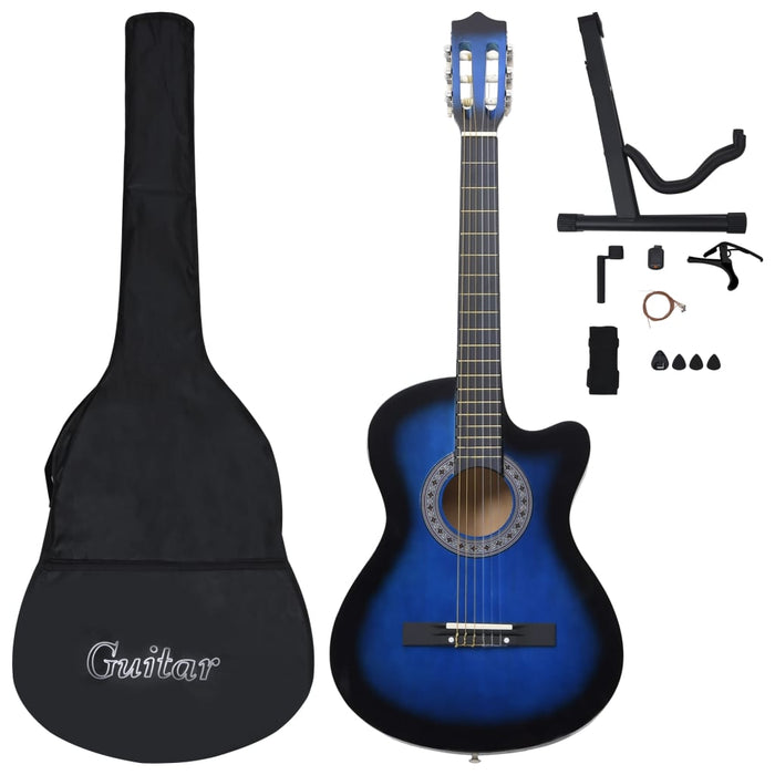 12 Piece Western Classical Guitar Set with 6 Strings Blue 38