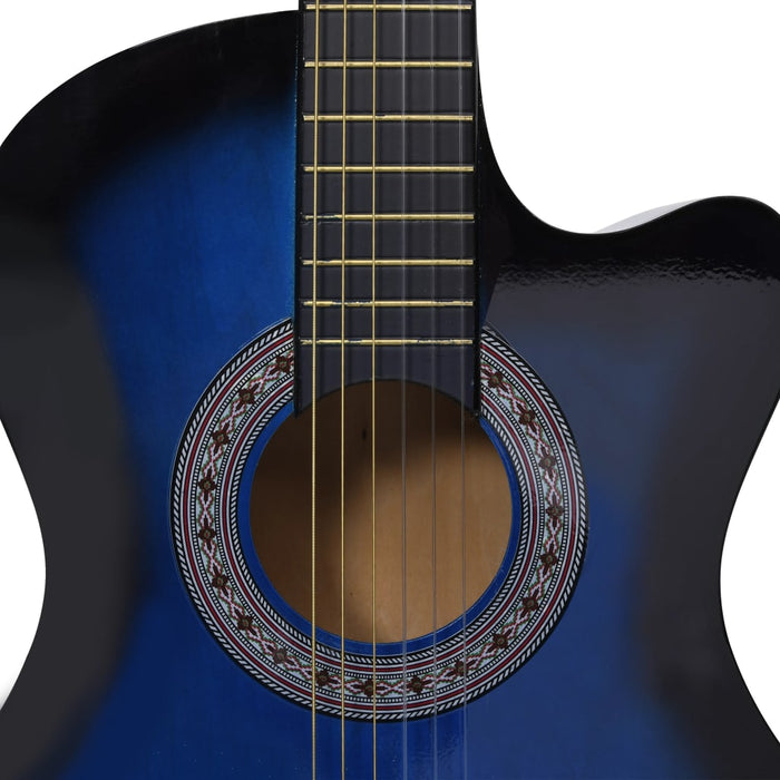 12 Piece Western Classical Guitar Set with 6 Strings Blue 38