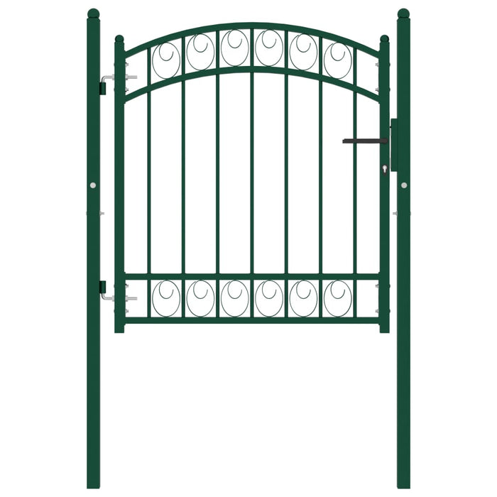 Fence Gate with Arched Top Steel 100x100 cm Green