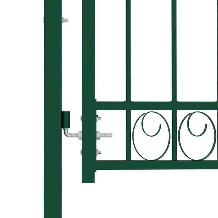 Fence Gate with Arched Top Steel 100x100 cm Green