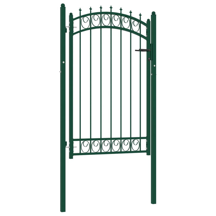 Fence Gate with Spikes Steel 100x150 cm Green