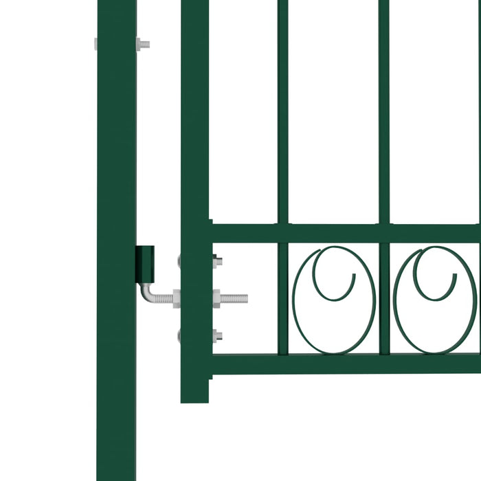 Fence Gate with Spikes Steel 100x150 cm Green