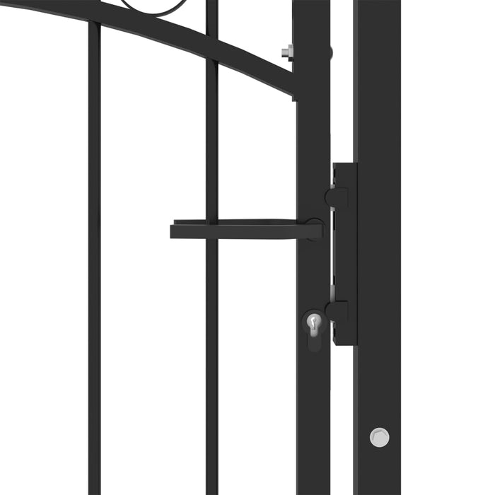 Fence Gate with Spikes Steel 100x175 cm Black