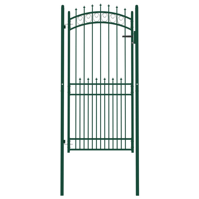 Fence Gate with Spikes Steel 100x200 cm Green