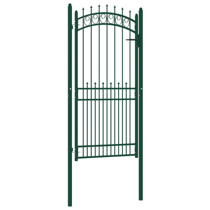 Fence Gate with Spikes Steel 100x200 cm Green