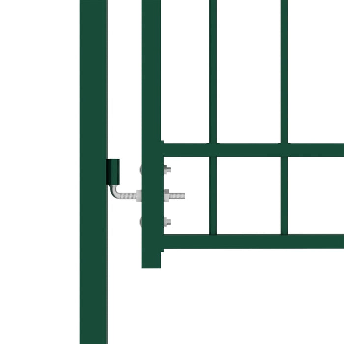 Fence Gate with Spikes Steel 100x200 cm Green