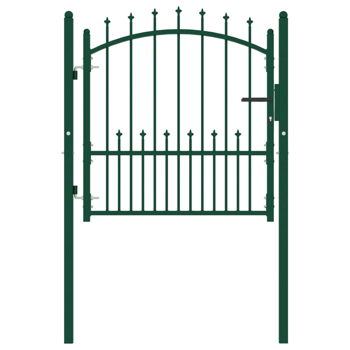 Fence Gate with Spikes Steel 100x100 cm Green