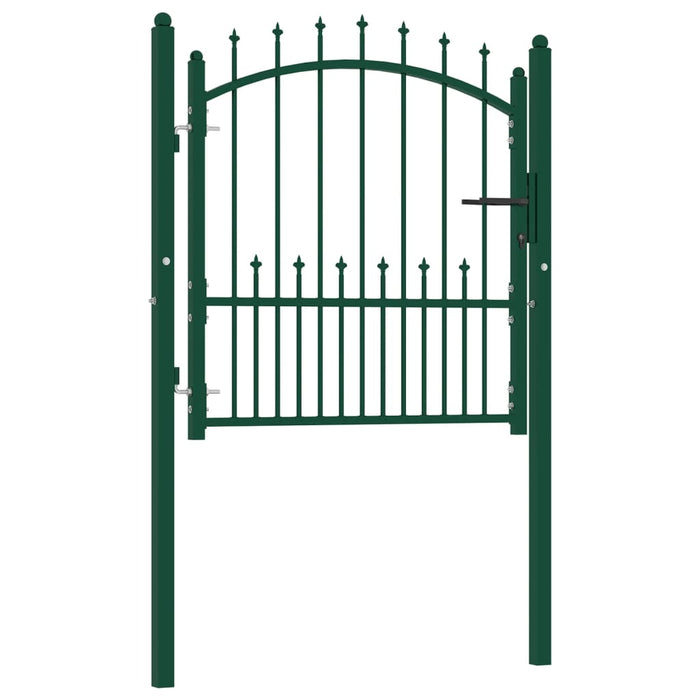 Fence Gate with Spikes Steel 100x100 cm Green