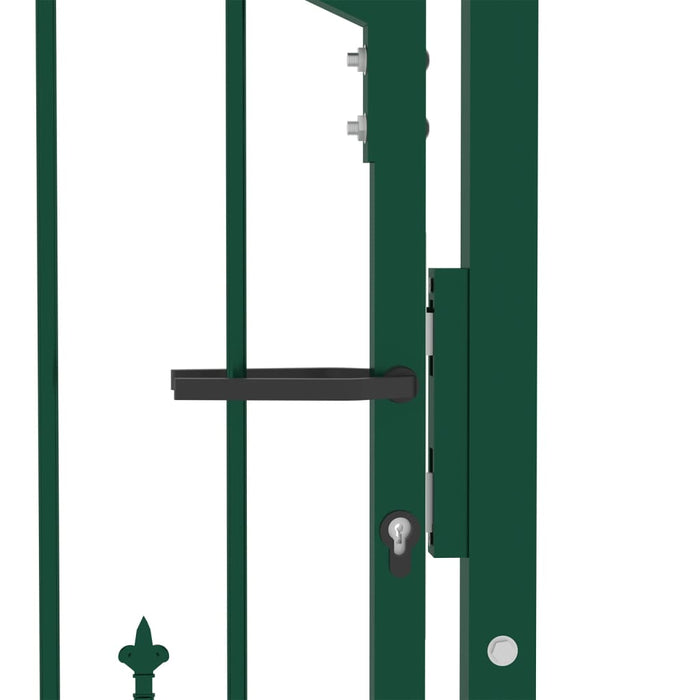 Fence Gate with Spikes Steel 100x100 cm Green