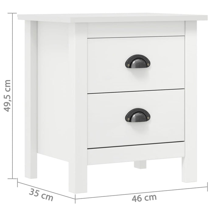 Noptiera Hill Alb 46x35x49,5 cm Lemn Masivul de Pin