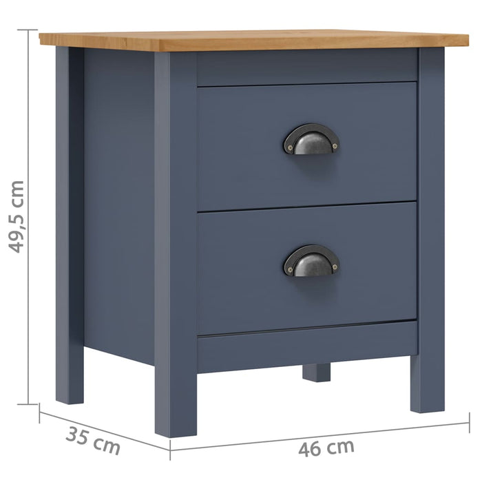 Bedside Cabinet Hill Grey 46x35x49.5 cm Solid Pine Wood