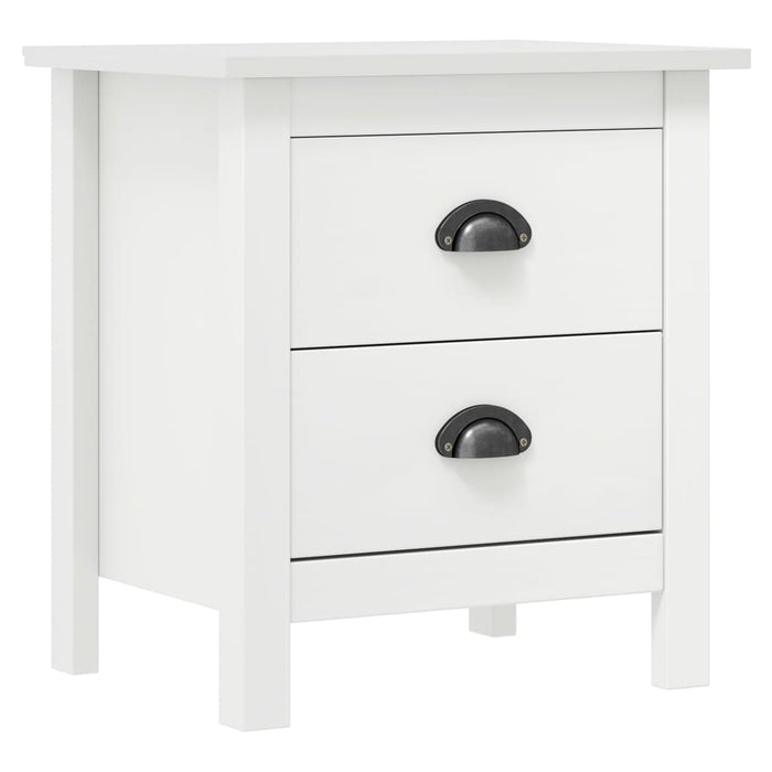 Bedside Cabinet Hill 2 pcs White 46x35x49.5 cm Solid Pine Wood