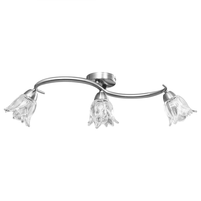 Ceiling Lamp with Transparent Glass Shades for 3 E14 Bulbs Tulip