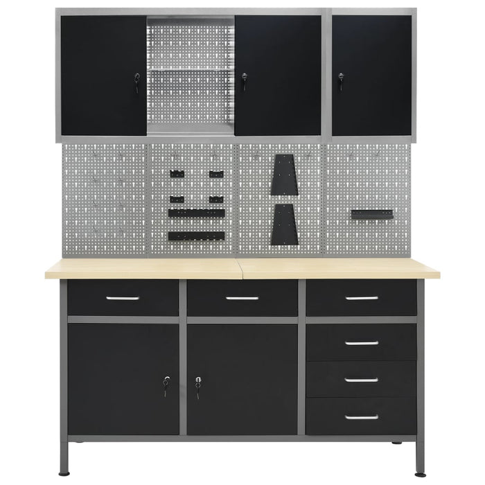 Workbench with Four Wall Panels and Two Cabinets