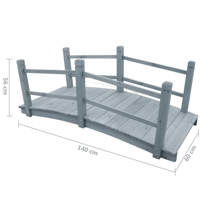 Garden Bridge Grey 140x60x56 cm Solid Firwood