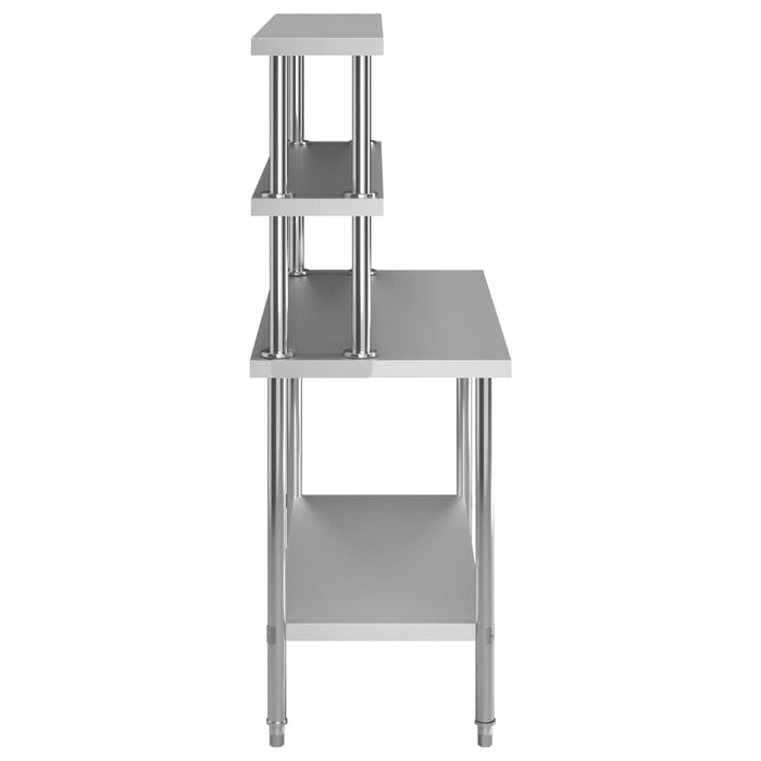 Kitchen Work Table with Overshelf 120x60x150 cm Stainless Steel