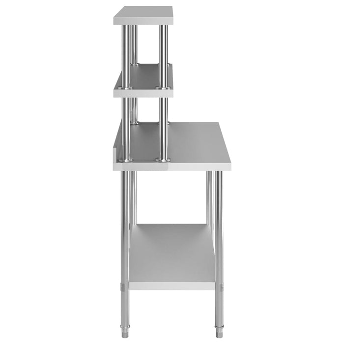 Kitchen Work Table with Overshelf 120x60x150 cm Stainless Steel