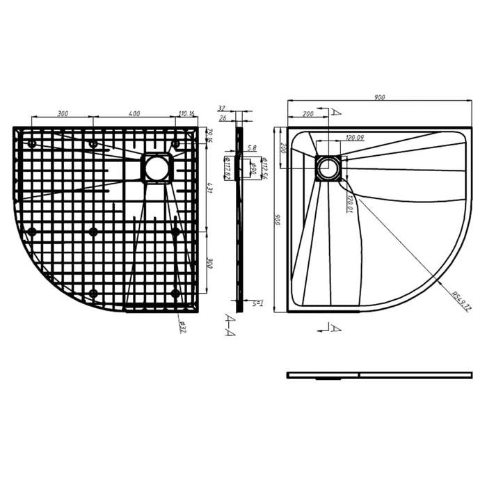 Shower Tray SMC Black 90x90 cm