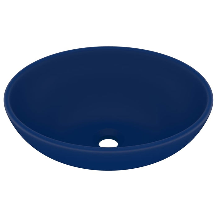 Luxury Basin Oval-shaped Matt Dark Blue 40x33 cm Ceramic