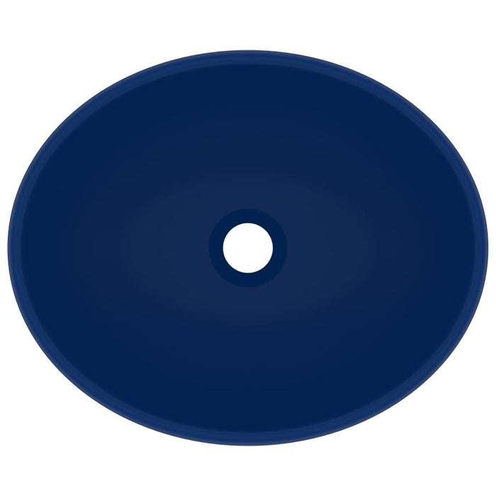 Luxury Basin Oval-shaped Matt Dark Blue 40x33 cm Ceramic