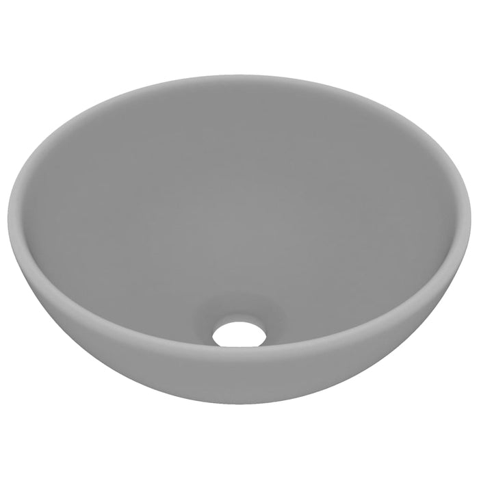 Luxury Bathroom Basin Round Matt Light Grey 32.5x14 cm Ceramic