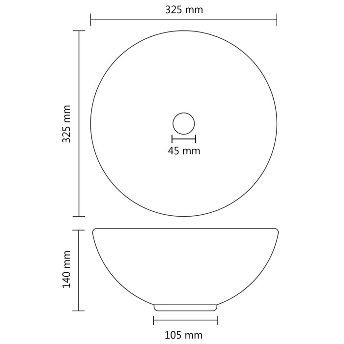 Luxury Bathroom Basin Round Matt Light Grey 32.5x14 cm Ceramic