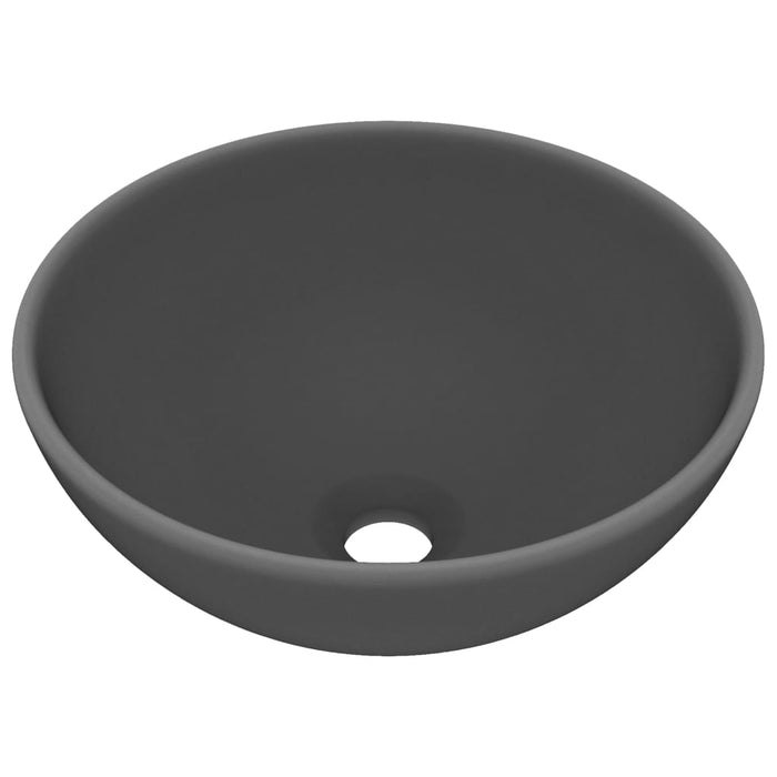 Luxury Bathroom Basin Round Matt Dark Grey 32.5x14 cm Ceramic