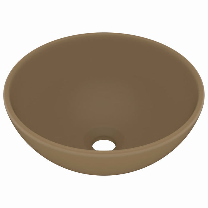 Luxury Bathroom Basin Round Matt Cream 32.5x14 cm Ceramic