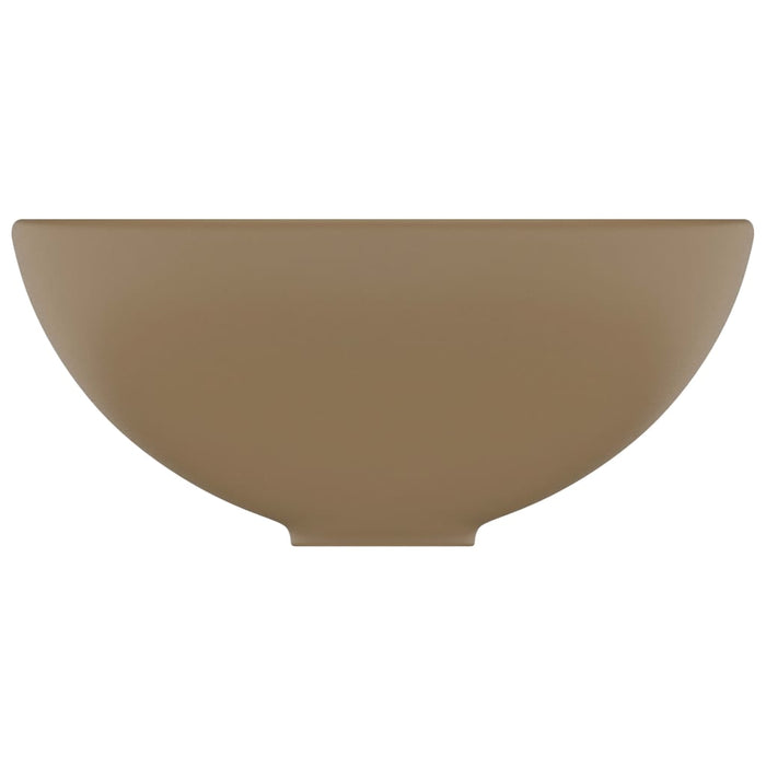 Luxury Bathroom Basin Round Matt Cream 32.5x14 cm Ceramic